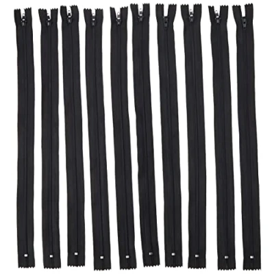 Obrázek Trimz 40 cm Langer Reißverschluss mit 4 mm Zähnen, Schwarz, 10 Stück, Polyester