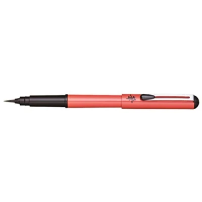 Obrázek Pentel Kapesní štětec XGFKPF/FP10 Pocket Brush Blister Pack se 2 patrony, oranžový, inkoust černý