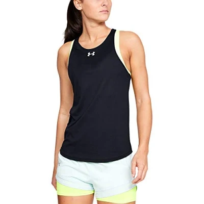 Obrázek Under Armour Dámský tank UA Qualifier prodyšný top, bez rukávů a pohodlné sportovní tričko s úzkým střihem, černá, m
