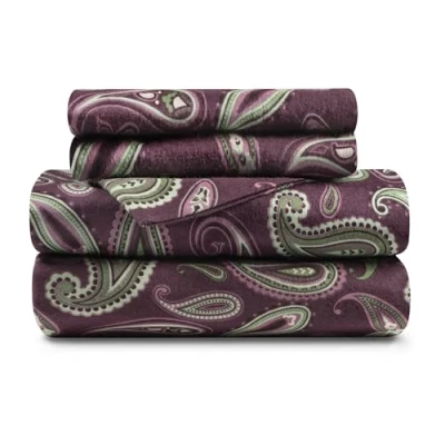 Obrázek Superior pash Bettlaken Set, Flanell Baumwolle, Doppelbett, Paisleymuster, Violett, 33x12.7x25.4 cm