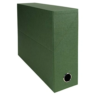 Obrázek Exacompta 89523E Premium Transferbox aus Leinwandpapier 9cm Rückenbreite mit Griffloch DIN A4 grün ideale Transportbox und perfekt geeignet für die sichere Aufbewahrung Ihrer Ordner