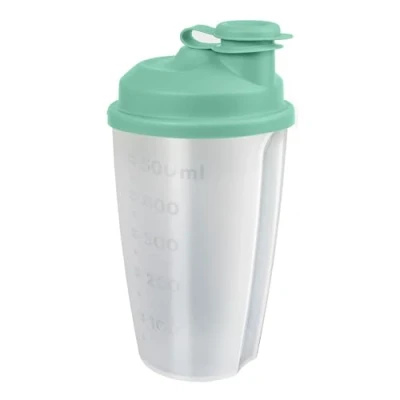 Obrázek Westmark Míchací a šejkr na dresing s měřícím stupnicí, vyjímatelným mixovacím kotoučem uzavíratelnou hubicí, objem: 0,5 l, plast, bez BPA, barva: průsvitná/mátově zelená, 2435227M