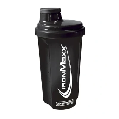 Obrázek IronMaxx Proteinový šejkr černý 700 ml se šroubovacím uzávěrem, sítkem a měřící stupnicí odolný proti vytečení, vhodný do myčky bez změkčovadel BPA DEHP