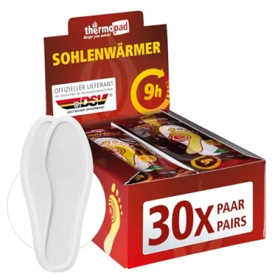 Obrázek THERMOPAD Ohřívač podešví vel. XL (42 43) ORIGINÁL: 30 párů ohřívacích polštářků (vložka) pro 8 hodin tepla I Ohřívací polštářky na nohy připravené k okamžitému použití Extra teplá podrážka