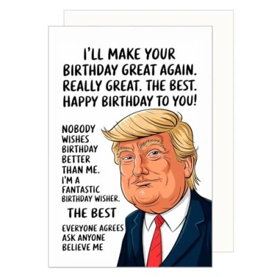 Obrázek Edition Seidel Prémiové přání k narozeninám s obálkou. Blahopřání textem narozeniny Happy Birthday muž žena Amerika Trump veselé (G3689 SW024)
