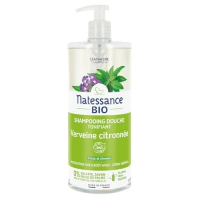 Obrázek Natessance Sprchový šampon, oživující citrón certifikovaný Bio Cosmos Organic lahvička s pumpičkou 1 l