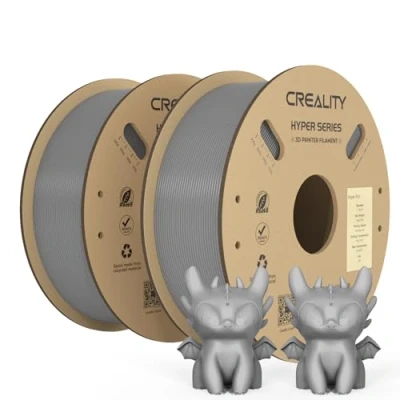 Obrázek Creality Official Hyper PLA vlákno šedá 2 kg, struna do 3D tiskárny pro vysokorychlostní tisk, dlouhá životnost a odolnost, hladký, výkon přesnosti +/ 0,03 mm, role