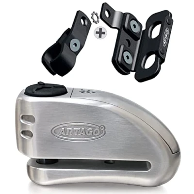 Obrázek ARTAGO 32S4 Pack Bremsscheibenschloss mit Alarm 120db Hohe Sicherheit + Halterung für Honda CRF 1000L Africa Twin, SRA Homologiert