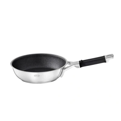 Obrázek RÖSLE SILENCE pro pánev na smažení, s nepřilnavým povrchem odolným proti poškrábání ProResist, silikonová rukojeť, 20 cm, ušlechtilá ocel 18/10, vhodná indukci, vhodné do myčky, stříbrné