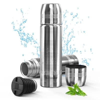 Obrázek Termoska, termoláhev 100% zabezpečená proti protékání 750 ml, 500 láhev na pití z ušlechtilé oceli, izolovaná vodu, dvouplášťová, neobsahuje BPA, vhodná pro sport, venkovní použití (750