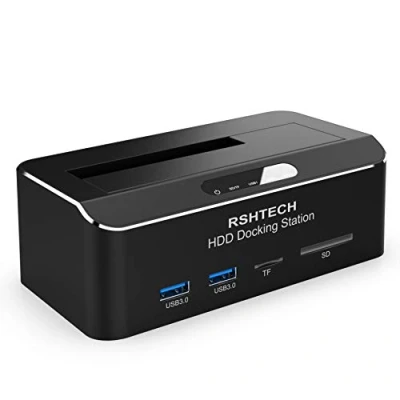 Obrázek pevné disky dokovací stanice, RSHTECH hliník USB 3.0 stanice pro 2,5 a 3,5&quot; SATA HDD SSD, s SD TF kartou krytem z ABS pružiny, podporuje 6 Gbit/s 16 TB