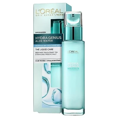 Obrázek L&#039;Oréal Paris Hydratační krém normální až suchá pokožka pro ženy: čerstvá a hebká vlhkost 72 h s aloe vodou kyselinou hyaluronovou, Hydra Genius, 1x 70 ml