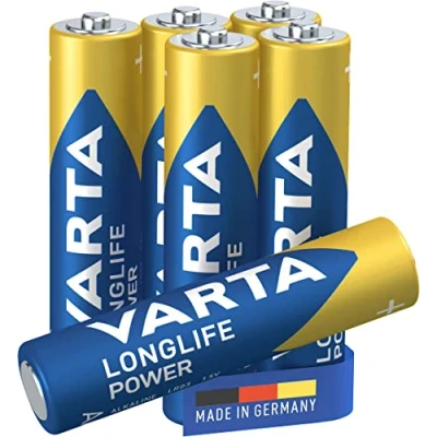 Obrázek VARTA Baterie AAA, 6 kusů, Longlife Power, alkalické, 1,5 V, pro hračky, rádiové myši, kapesní svítilny, Made in Germany