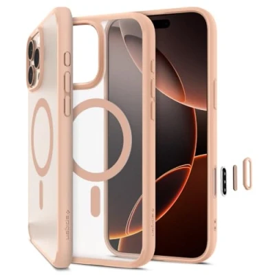 Obrázek Spigen Pro iPhone 16 Camera Control Button ovládání kamery aktivované pouzdro Ultra Hybrid T MagFit, kompatibilní s příslušenstvím MagSafe Rose Titanium