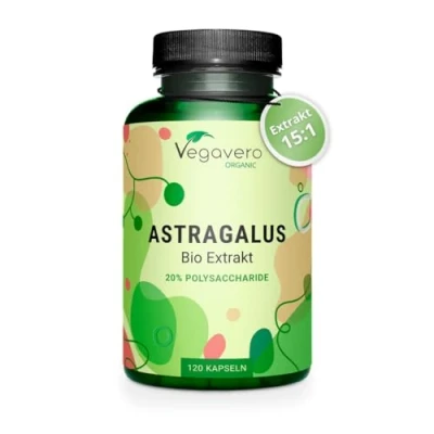 Obrázek bio Astragalus kapsle ve vysokých dávkách PREMIUM: 11. 250 mg prášek ze 750 extraktu (15:1) 20% polysacharidy laboratorně testováno veganské bez přísad německá výroba