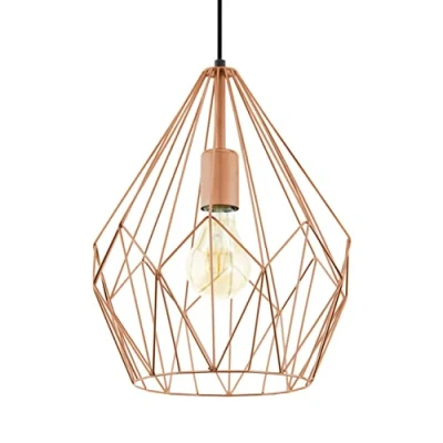 Obrázek EGLO Závěsné svítidlo Carlton, 1 plamenná vintage lampa do jídelny, retro závěsná z kovu v mědi, objímka E27