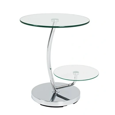 Obrázek HAKU Möbel Servírovací stolek chrom, kov, bezpečnostní sklo rozměry: V 55 cm x Ø 52 cm, styl: moderní
