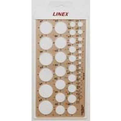 Obrázek Linex 1116 kruhová šablona, 39 kruhů 135 mm, rovné hrany, mm stupnice na jedné straně, 240 x 120