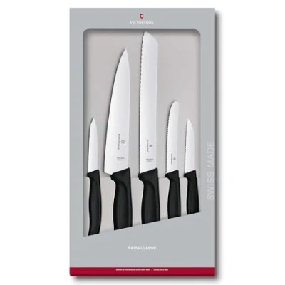Obrázek Victorinox Swiss Classic, sada kuchyňských nožů, 5dílná, extra ostré, Swissmade, černá