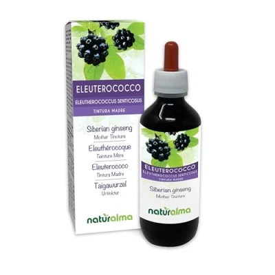 Obrázek Kořen tajgy nebo sibiřský ženšen (Eleutherococcus senticosus) kořeny tinktura bez alkoholu Naturalma tekutý extrakt kapky 200 ml doplněk stravy Veganský
