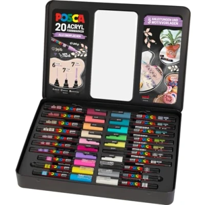 Obrázek Faber Castell uni ball 186829 POSCA sada zvýrazňovačů, pouzdra 20 ks, vč. návodů pro 3 DIY projekty