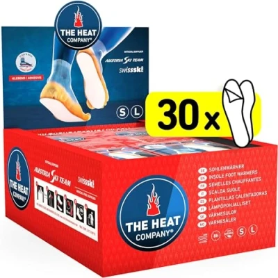 Obrázek THE HEAT COMPANY Ohřívač podešví lepící 30 párů extra teplé vyhřívané vložky ohřívače nohou 8 hodin nohy okamžitě připravené k použití aktivováno vzduchem čistě přírodní