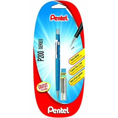 Obrázek Pentel P207 mechanická tužka, 0,7 mm, pevná vodicí trubka 4 vč. penál, modrá