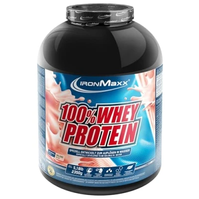 Obrázek IronMaxx 100% Whey Protein prášek dóza meloun 2,35 kg s redukcí cukru, ve vodě rozpustný proteinový ze syrovátkového proteinu mnoho různých příchutí