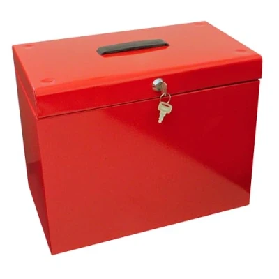 Obrázek Odkládací box / závěsný (z kovu, A4) červený