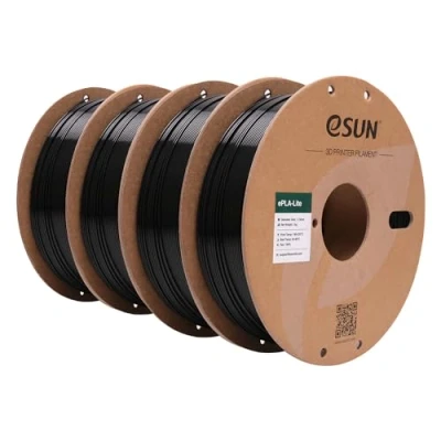 Obrázek eSUN PLA filament 1,75 mm, modifikovaný pro 3D tiskárny, přesnost rozměrů +/ 0,03 1 kg na cívku, 4 cívky struna černý