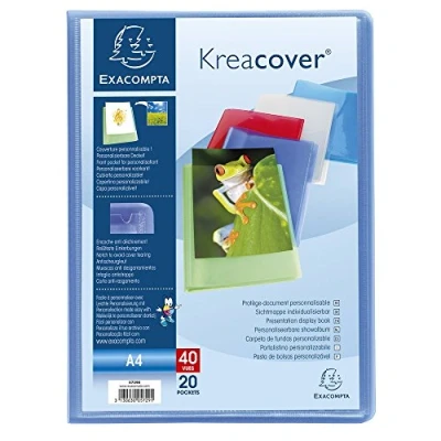 Obrázek Exacompta 5729E 1 Kreacover Chromaline obal na dokumenty 20 hladkých křišťálových obalů 40 pohledů pro A4 rozměry 24 x 32 cm polotuhá deka PolyPro 5 náhodných barev