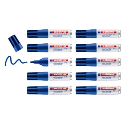 Obrázek Edding 4 05 10003 Permanent Mini značkovač 0.5, tloušťka čáry: 1.5 3 mm, modrá, 10 kusů