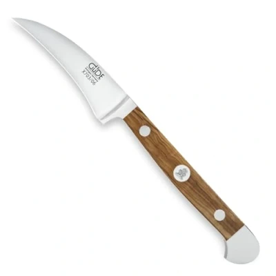 Obrázek GÜDE Solingen loupací nůž kovaný, 6 cm, olivové dřevo, ALPHA Olive, turnajový nůž, dvojitý krok, Handmade Germany
