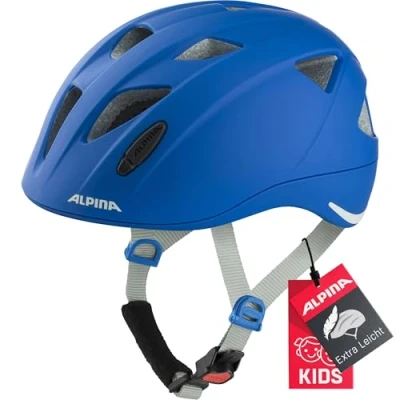 Obrázek ALPINA XIMO L.E. Lehká, bezpečná a nerozbitná cyklistická přilba s volitelným LED světlem pro děti, modrá matná, 45 49 cm