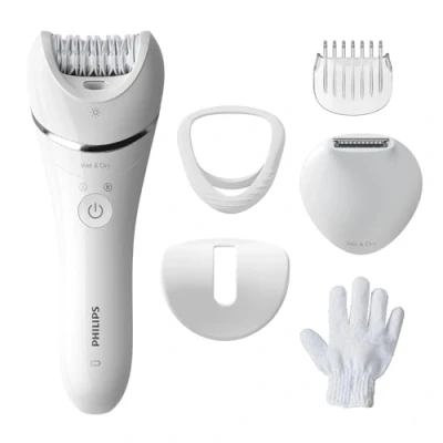 Obrázek Philips Epilierer Series 8000, kabelloser Nass und Trockenepilierer für Beine Körper, Haarentfernungsgerät, mit 6 Zubehörteilen, Modell BRE715/00