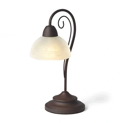 Obrázek Reality světla stolní lampa Country R5031 24, kov rezavějící, stínidlo sklo alabastrově bílé, bez 1x E14, 15,5 x 40 cm