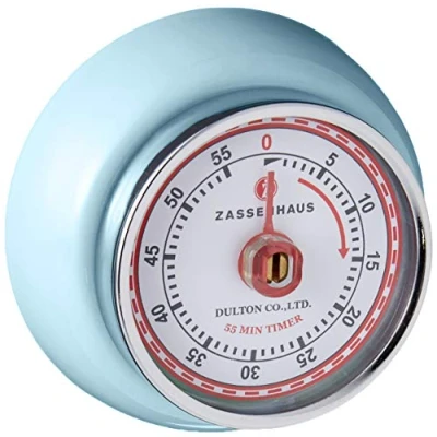 Obrázek Zassenhaus Kuchyňská minutka SPEED, modrá, Ø 7 cm x 3 cm, analogový ukazatel času s funkcí alarmu, odpočítávací hodiny podporují časové plánování při vaření nebo pečení