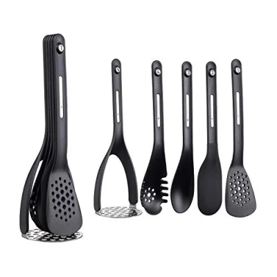 Obrázek MasterClass Space SAVING Smart Ineinander verschachtelbares magnetisches Küchenutensilien Set aus Kunststoff/Silikon, 9 x 30 cm (3,5&#039;&#039; 3,5&#039;&#039; 12&#039;&#039;) Schwarz (5 Stück)