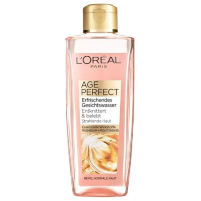 Obrázek L&#039;Oréal Paris Čištění obličeje, osvěžující pleťová voda pro čištění a péči, zralou pleť, Age Perfect, 1 x 200 ml