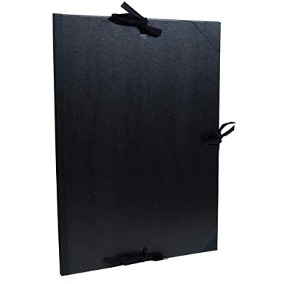 Obrázek Clairefontaine 38815C desky na kreslení s pásky, vnitřními klapkami, zadní strana 30 mm, vnitřní: 50 x 70 cm, vnější: 52 72 ideální pro uložení vašich prací, černé, 1 kus