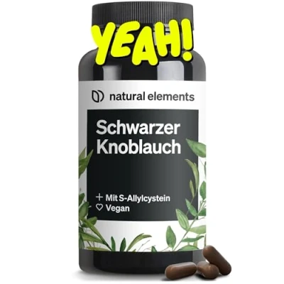 Obrázek Černý česnek 45 kapslí po 600 mg zázračná hlíza S alylcysteinem přírodní, laboratorně testováno, veganská, vysoká dávka a vyrobeno v Německu