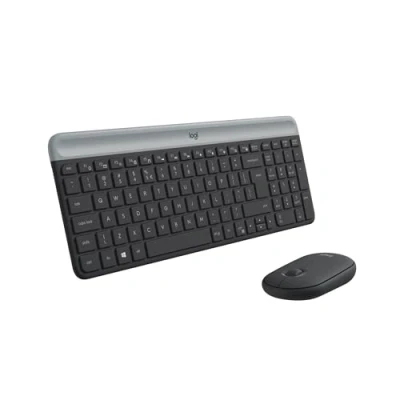 Obrázek Logitech MK470 Slim Combo Kabelloses Tastatur Maus Set, 2.4 GHz Verbindung via Nano USB Empfänger, 10m Reichweite, 18 Monate Batterielaufzeit, PC/Laptop, Niederländisches QWERTY Layout Graphit