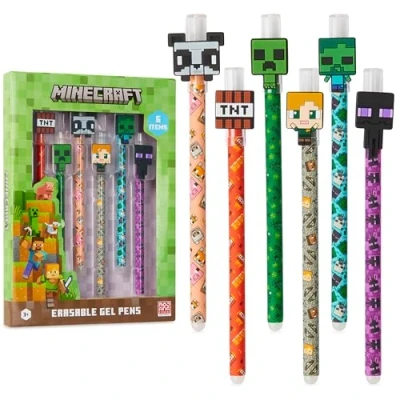 Obrázek Minecraft Gelová pera, gumovatelná, balení po 6 kusech, odstranitelná sada gelových tužek dárky na první pohled pro chlapce