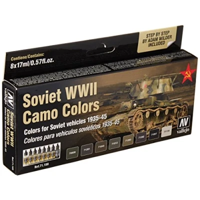 Obrázek Vallejo 071188 Farbset, Sowjetische Tarnung WWII, 17 ml (8er Pack), grün