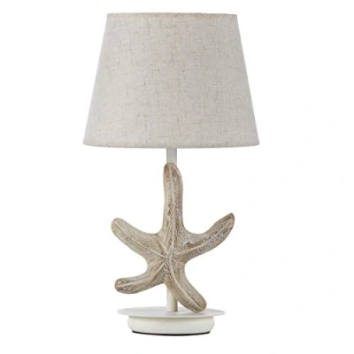 Obrázek ONLI Tischlampe aus Holz Dekoration Stern mit Lampenschirm Stoff, Beige,