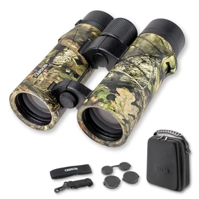 Obrázek Carson Dalekohled RD Full Size, design dvojitého můstku, 10 x 42 mm, maskovací stolek Mossy Oak, vodotěsný, robustní, bez zamlžení (RD 042MO)