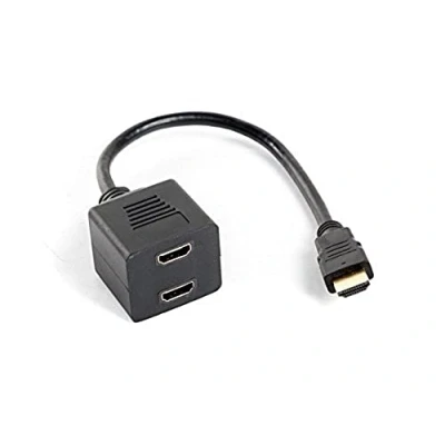 Obrázek Lanberg AD 0019 BK HDMI A konektor na 2x zdířka (1,4)&quot; adaptér rozdělovač s kabelem, 20 cm černý