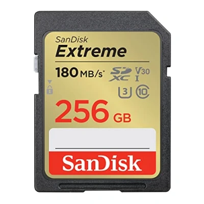 Obrázek SanDisk Paměťová karta Extreme SDXC UHS I 256 GB (V30, přenos 180 MB/s, U3, 4K UHD videa, technologie QuickFlow, vodotěsná, nárazuvzdorná, teplotně odolná)