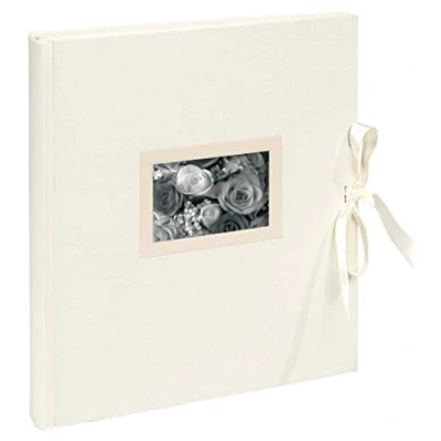 Obrázek Exacompta 11154E Premium fotoalbum Kingsbridge s 60 černými stranami, perfektní pro vaše fotografie vlastní tvorbu fotoknihy, bílé, 29 x 32 cm