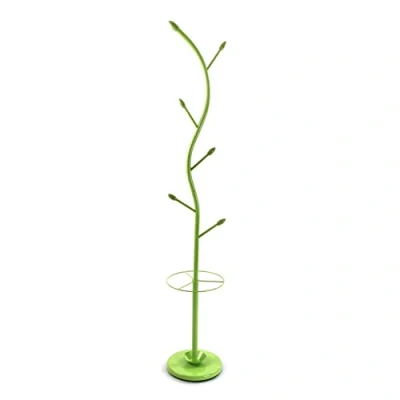 Obrázek Versa Derby Minimalistický šatní stojan pro vstupní prostor, s 9 háčky na oblečení nebo tašky do haly, rozměry (v x d š) 185 30 cm, kov, barva: zelená